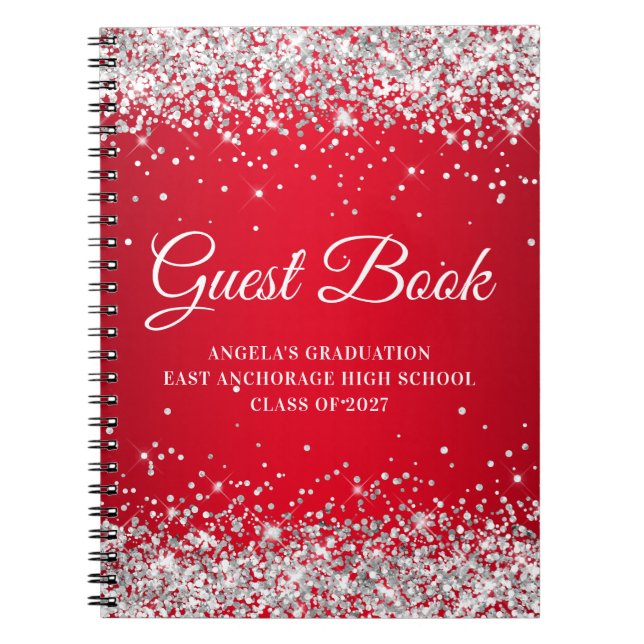 Cuaderno Libro de invitados de graduación con gradiente de  (Frente)