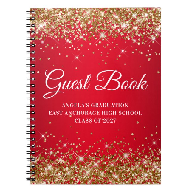 Cuaderno Libro de Invitados de Graduación Gradiente Glamour (Frente)