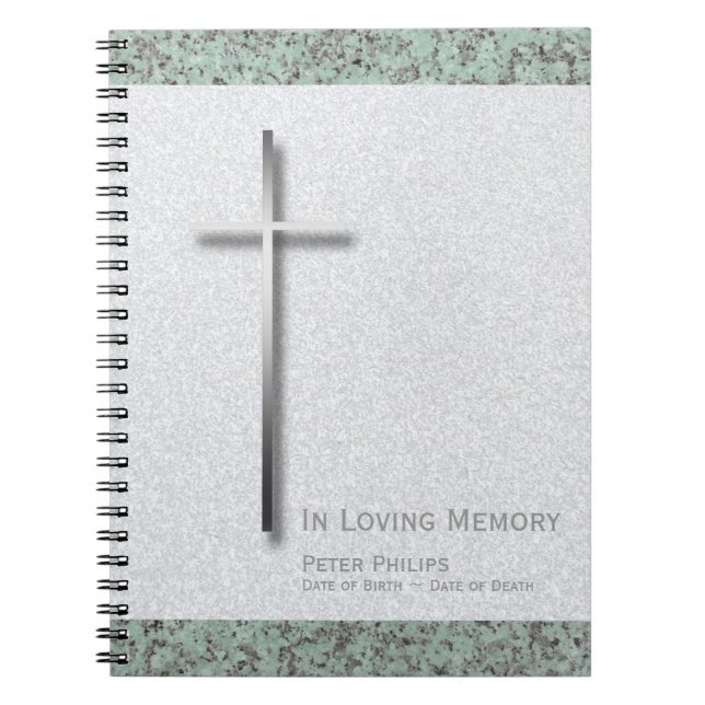 Cuaderno Libro de invitados de la Cruz metalizado de Piedra (Frente)