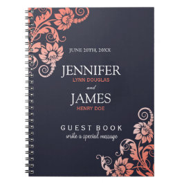 Cuaderno Libro de invitados de personalizable Coral y Boda 