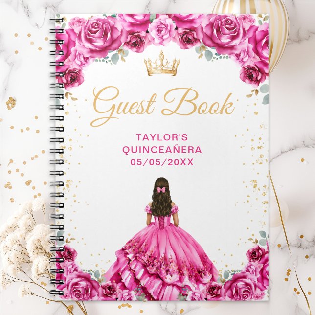 Cuaderno Libro de invitados de Princesa Quinceañera Rosa Ca (Subido por el creador)