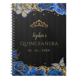 Cuaderno Libro de invitados de Quinceañera con rosas azules