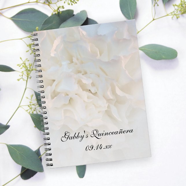 Cuaderno Libro de invitados de Quinceañera floral blanca (Subido por el creador)