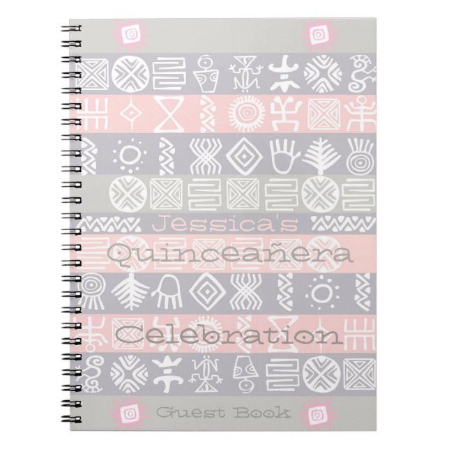 Cuaderno Libro de invitados de Quinceañera, moda de Boho, e (Frente)