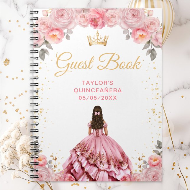 Cuaderno Libro de invitados de Quinceañera Princesa Rosa Po (Subido por el creador)