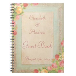 Cuaderno Libro de invitados de rosas vintage elegantes