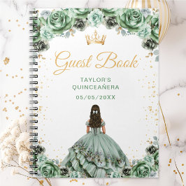 Cuaderno Libro de invitados de Sage Green Princess Quinceañ