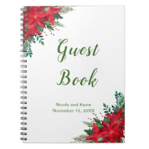 Libro de invitados del Boda Red Poinsettia