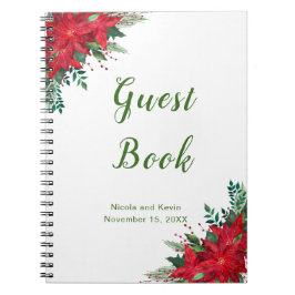 Cuaderno Libro de invitados del Boda Red Poinsettia