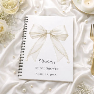 Cuaderno Libro de invitados Desayuno de novia lazo perlas b