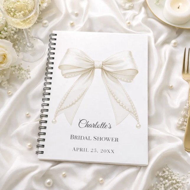 Cuaderno Libro de invitados Desayuno de novia lazo perlas b (Subido por el creador)