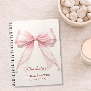Cuaderno Libro de invitados Desayuno de novia lazo rosa per