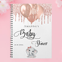 Cuaderno Libro de invitados ducha de bebé elefante rosa bla