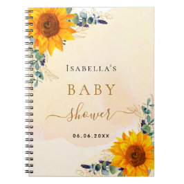 Cuaderno Libro de invitados ducha de bebé eucalipto girasol