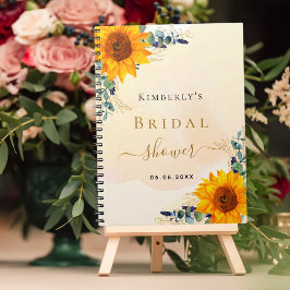 Cuaderno Libro de invitados ducha de novia girasoles eucali