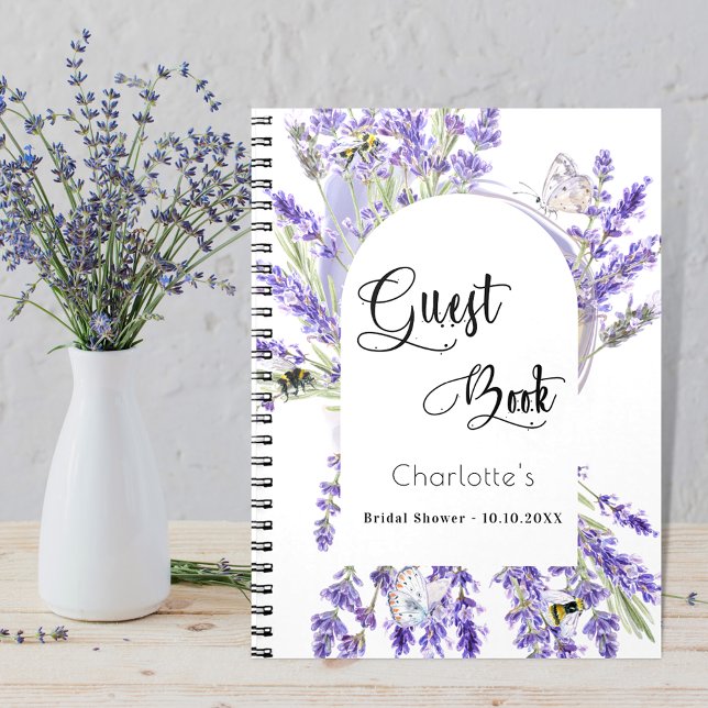 Cuaderno Libro de invitados ducha de novia lavanda violeta  (Subido por el creador)