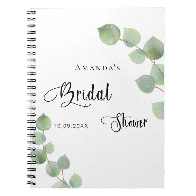 Cuaderno Libro de invitados ducha de novia presupuesto euca (Frente)