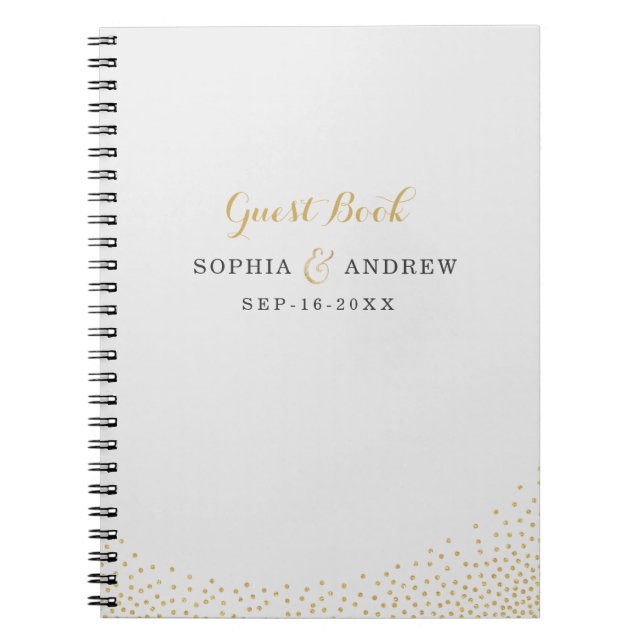 Cuaderno Libro de invitados editable glam faux gold purpuri (Frente)