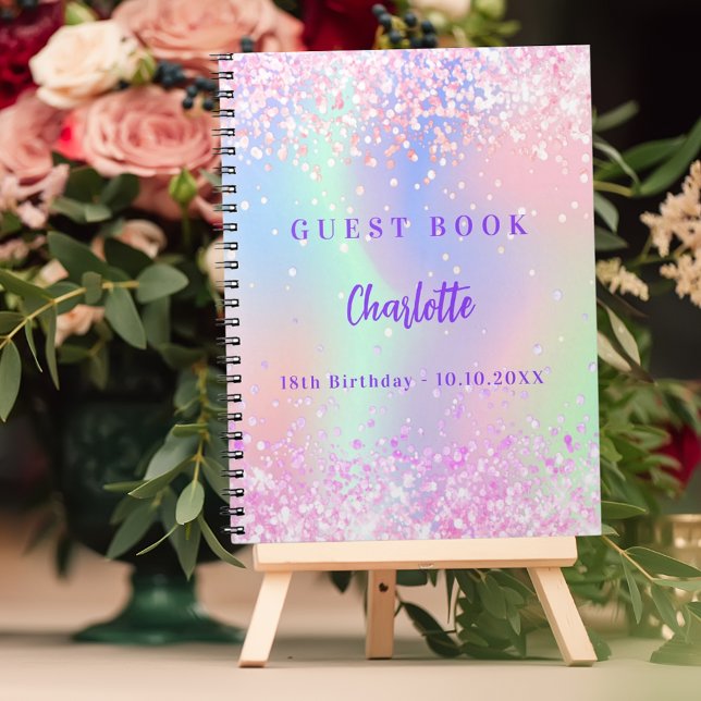 Cuaderno Libro de invitados Fiesta de cumpleaños holográfic (Subido por el creador)