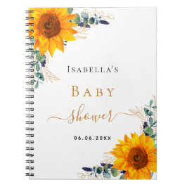Cuaderno Libro de invitados girasoles eucalipto ducha bebé