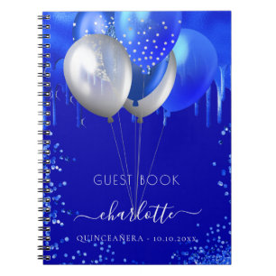 Cuaderno Libro de invitados Globos de goteo azul de Quincea