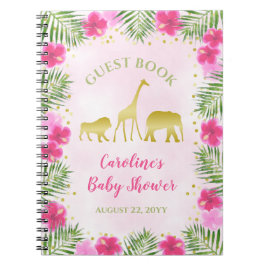 Cuaderno Libro de invitados Gold Safari Pink Floral Baby Sh