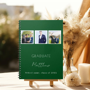 Cuaderno Libro de invitados graduación verde foto nombre