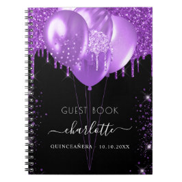 Cuaderno Libro de invitados Nombre del purpurina púrpura ne