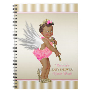 Cuaderno Libro de invitados para baby shower con ángel de t