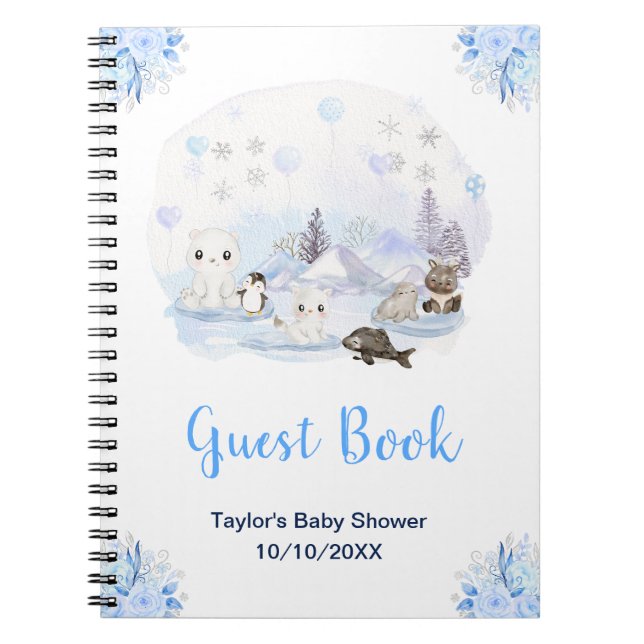 Cuaderno Libro de Invitados para Baby Shower de Animales Ár (Frente)