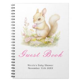 Cuaderno Libro de invitados para baby shower de ardilla de