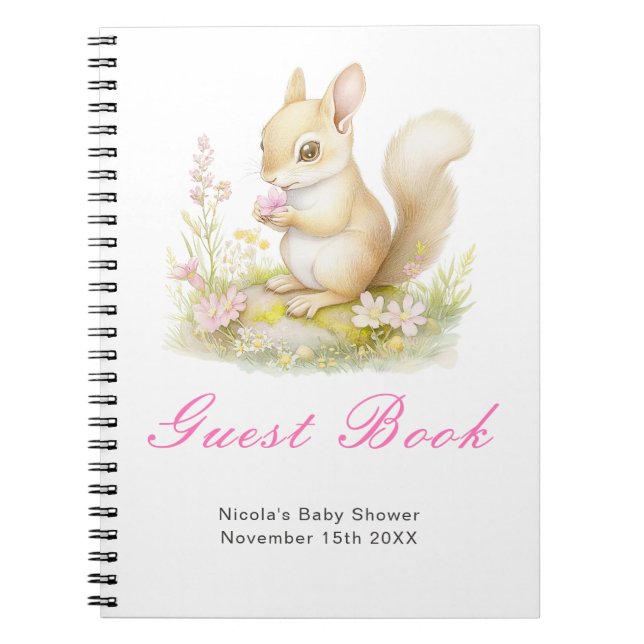 Cuaderno Libro de invitados para baby shower de ardilla de  (Frente)