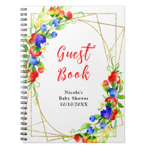 Cuaderno Libro de invitados para baby shower de bayas mixta