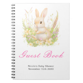 Cuaderno Libro de invitados para baby shower de conejito de