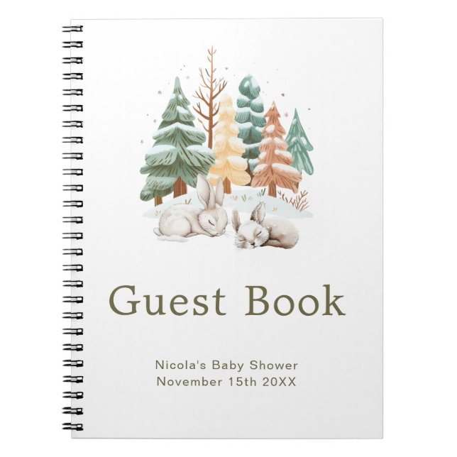 Cuaderno Libro de invitados para baby shower de conejitos l (Frente)