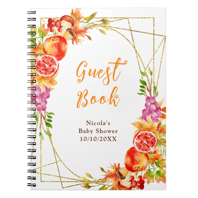 Cuaderno Libro de invitados para baby shower de cosecha de  (Frente)