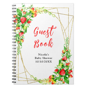 Cuaderno Libro de invitados para baby shower de Fresas y Ma