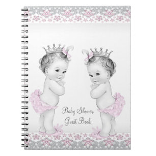 Cuaderno Libro de invitados para baby shower de gemelas ros