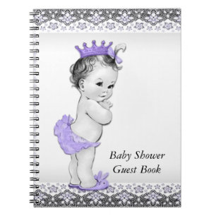 Cuaderno Libro de invitados para baby shower de lavanda púr