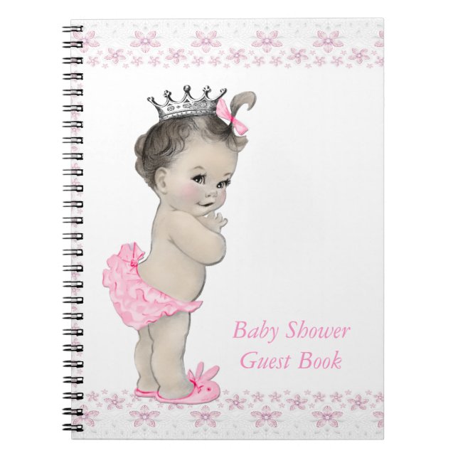 Cuaderno Libro de invitados para baby shower de niña (Frente)