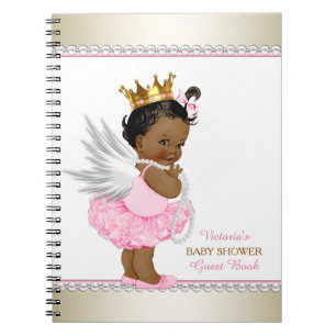 Cuaderno Libro de invitados para baby shower de niña ángel