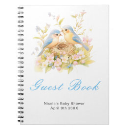 Cuaderno Libro de invitados para baby shower de pájaros de 