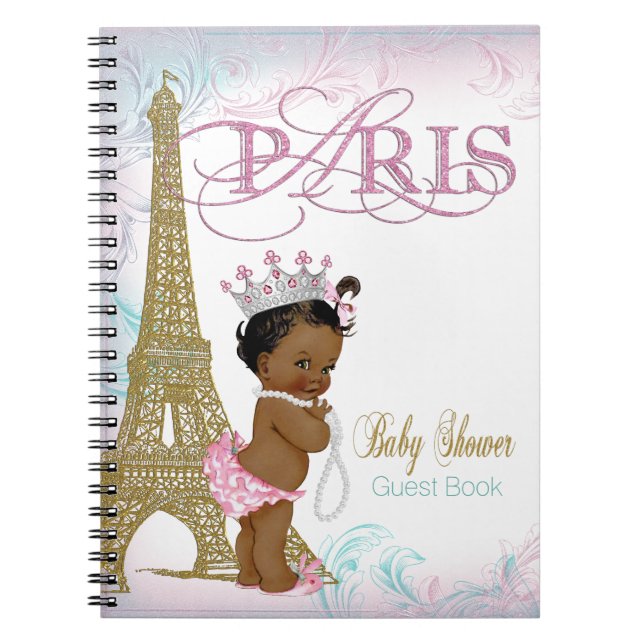 Cuaderno Libro de invitados para baby shower de París (Frente)
