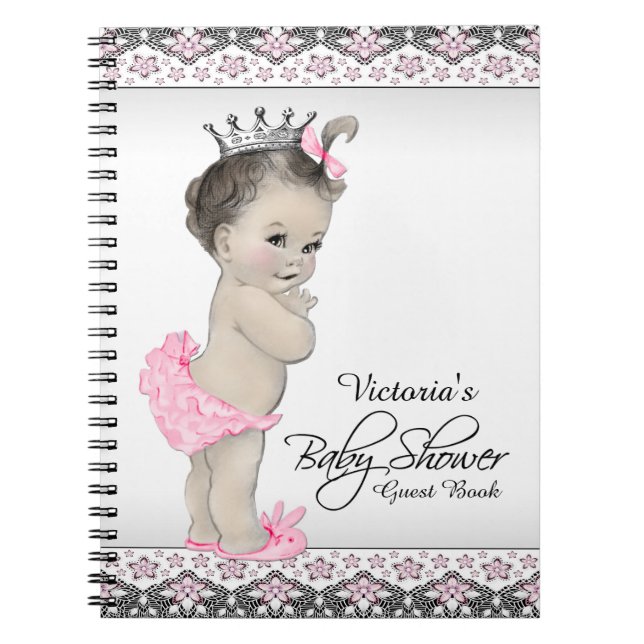 Cuaderno Libro de invitados para baby shower de princesa (Frente)