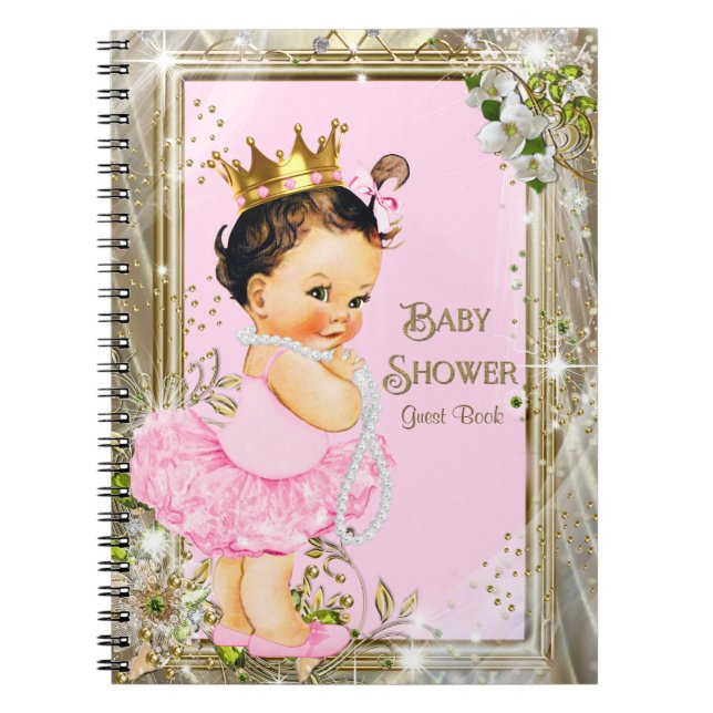 Cuaderno Libro de invitados para baby shower de princesa ba (Frente)