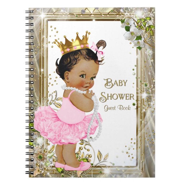Cuaderno Libro de invitados para baby shower de princesa ba (Frente)