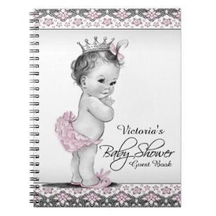 Cuaderno Libro de invitados para baby shower de princesa vi