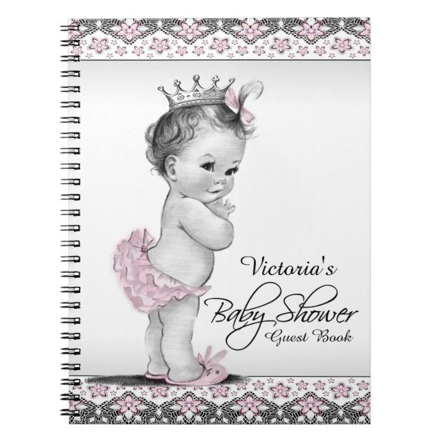 Cuaderno Libro de invitados para baby shower de princesa vi (Frente)