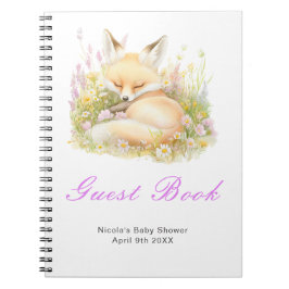 Cuaderno Libro de invitados para baby shower de zorro de pr