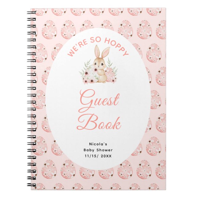 Cuaderno Libro de invitados para baby shower del conejo de  (Frente)